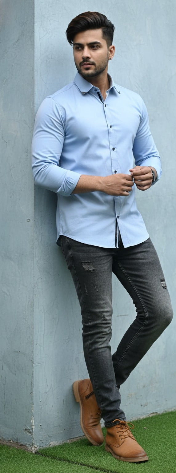 Light Blue Colour Shirts For Men/Boys